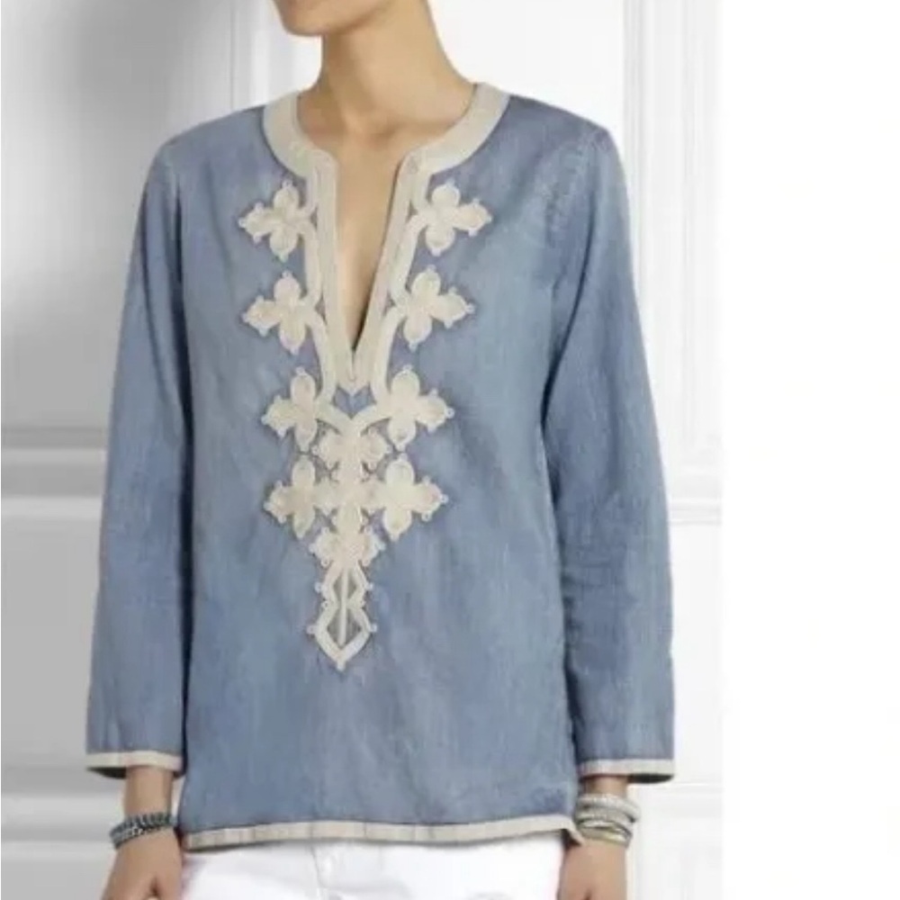 J. Crew Embroidered Tunic In Chambray BOHO‎ size 00
